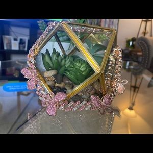 2 tone pink butterfly necklace